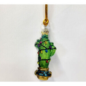 Christmas Cactus Ornament Mini Hanging Decoration Lights Potted Green Holiday‎
